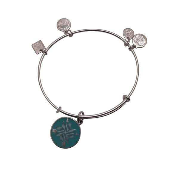 Alex & Ani Bracelet Women Bangle Arrows of Friendships Blue Silver Tone - Picture 1 of 5